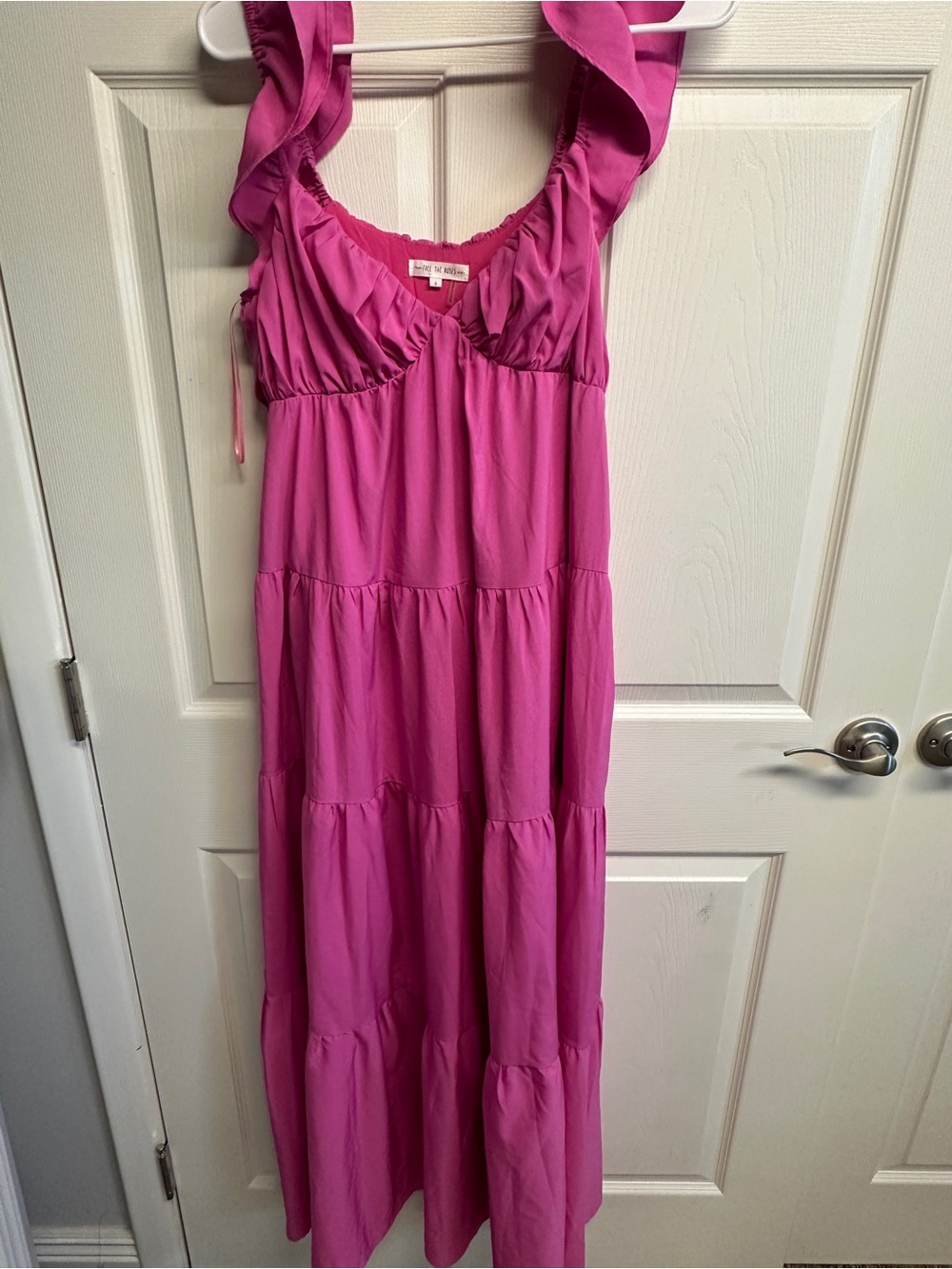 Free the Roses Hot Pink Ruffle Strap Dress - Picture 2 of 4